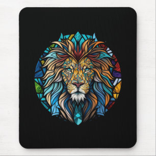 Lion Animal Portrait Gestaltete Glas Wildlife Fore Mousepad