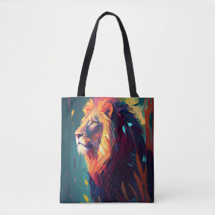 Lion Animal Portrait Painting Wildlife Outdoor Tasche