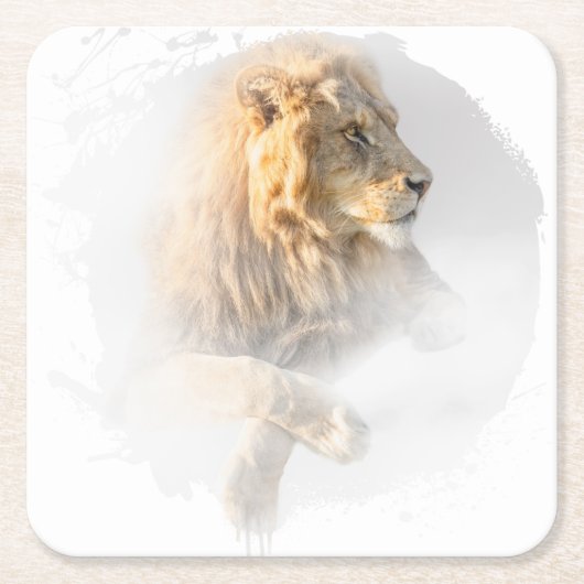 Lion Animal Vie Sauvage Jungle Nature Safari Rechteckiger Pappuntersetzer (Vorderseite)