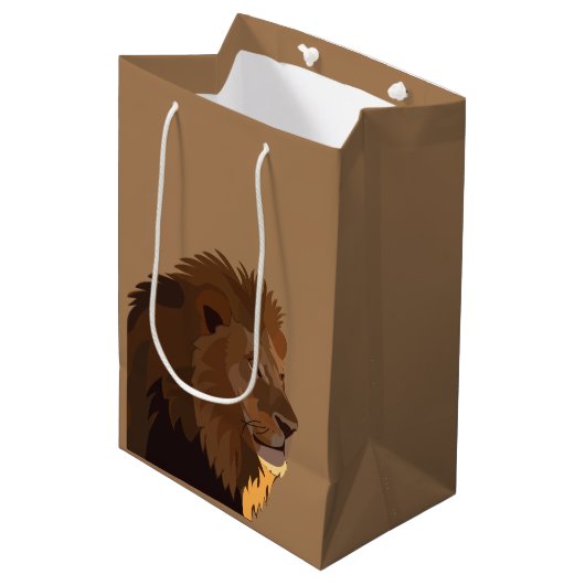 Lion Animal Wildlife Lion Mittlere Geschenktüte (Vorderseite Schrägansicht)