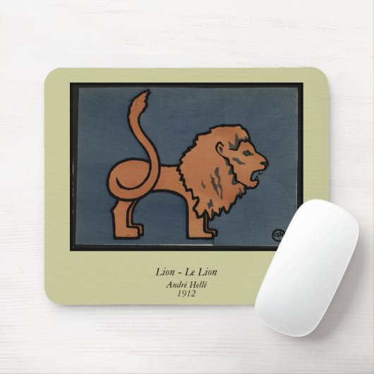 Lion - Antike, farbenfrohe Buchillustration Mousepad (Mit Mouse)