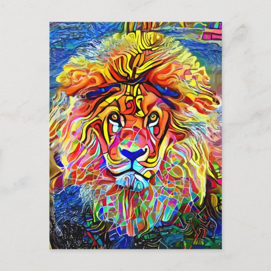 Lion Art Bold Abstrakte Portraitmalerei Postkarte (Vorderseite)