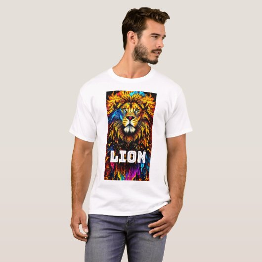 Lion Art Colour Splash, Sommergeschenk für Männer T-Shirt (Vorne ganz)