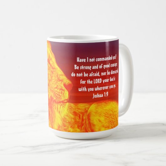 Lion Art Faith Courage Scripture Tasse Cup (VorderseiteRechts)