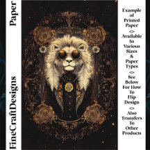 Lion Art Nouveau Gold Filigree CM5 Scrapbook Paper