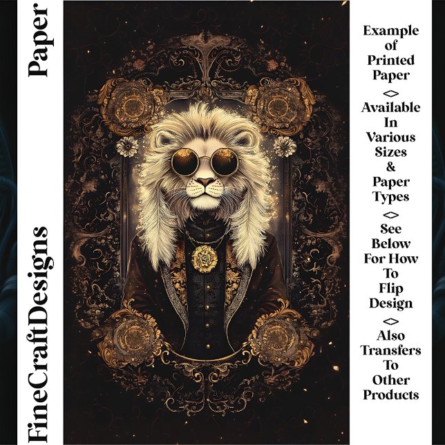 Lion Art Nouveau Gold Filigree CM5 Scrapbook Paper (Von Creator hochgeladen)