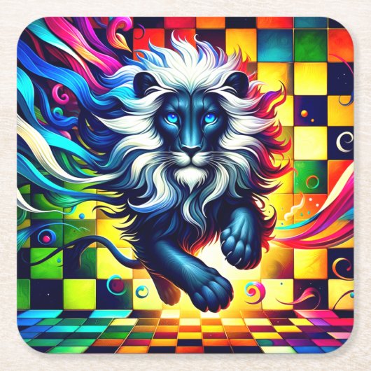 Lion Art Rechteckiger Pappuntersetzer (Vorderseite)