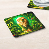 Lion Art Rechteckiger Pappuntersetzer (angewinkelt)
