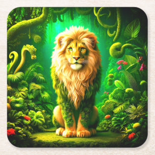Lion Art Rechteckiger Pappuntersetzer