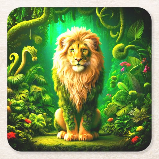 Lion Art Rechteckiger Pappuntersetzer (Vorderseite)