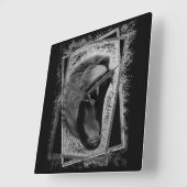 Lion Artwork Black Quadratische Wanduhr (Winkel)