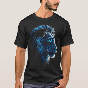 Lion Artwork - Blue Eyes Zoo Animal Lion T-Shirt
