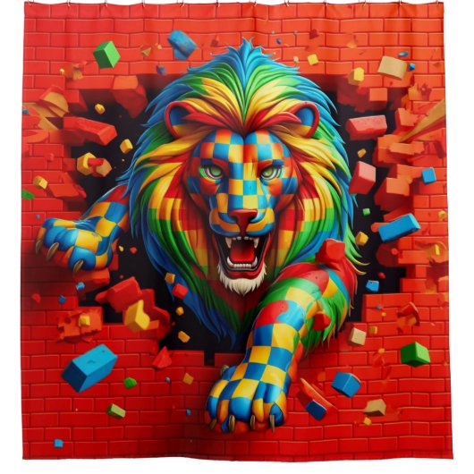 Lion Artwork Duschvorhang (Vorderseite)