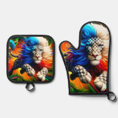 Lion Artwork Ofenhandschuh & Topflappen-Set (Vorderseite)
