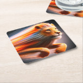 Lion Artwork Rechteckiger Pappuntersetzer (angewinkelt)