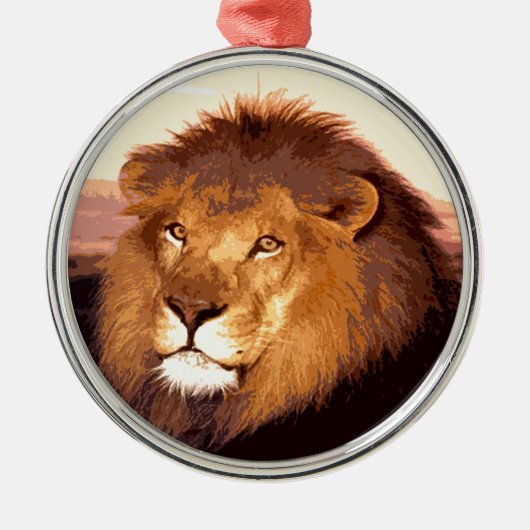 Lion Artwork Silbernes Ornament (Vorne)