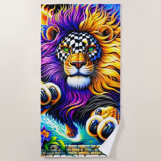 Lion Artwork Strandtuch (Vorderseite)