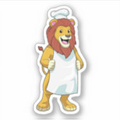 Lion as Cook mit Koch Hut & Kochen Schürze Aufkleber (Vorderseite)