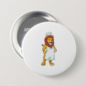 Lion as Cook mit Koch Hut & Kochen Schürze Button (Vorne & Hinten)