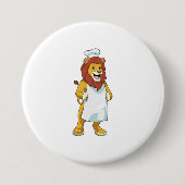 Lion as Cook mit Koch Hut & Kochen Schürze Button (Vorderseite)