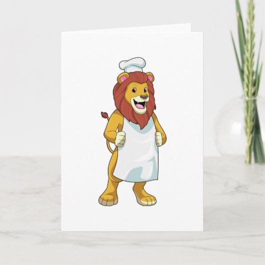 Lion as Cook mit Koch Hut & Kochen Schürze Karte (Vorderseite)
