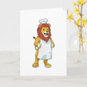 Lion as Cook mit Koch Hut & Kochen Schürze Karte (Gelbe Blume)