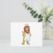 Lion as Cook mit Koch Hut & Kochen Schürze Postkarte (Stehend Vorderseite)