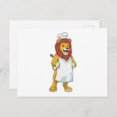 Lion as Cook mit Koch Hut & Kochen Schürze Postkarte (Vorne/Hinten)