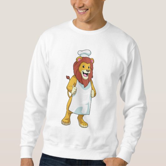 Lion as Cook mit Koch Hut & Kochen Schürze Sweatshirt (Vorderseite)