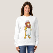 Lion as Cook mit Koch Hut & Kochen Schürze Sweatshirt (Vorne ganz)