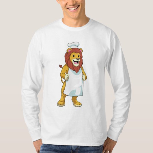 Lion as Cook mit Koch Hut & Kochen Schürze T-Shirt (Vorderseite)