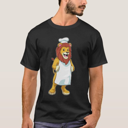 Lion as Cook mit Koch Hut & Kochen Schürze T-Shirt (Vorderseite)