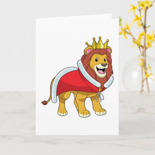 Lion as King with Crown & Cape Karte (Gelbe Blume)