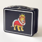 Lion as King with Crown & Cape Metall Brotdose (Vorderseite)