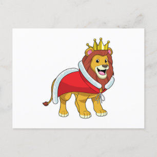 Lion as King with Crown & Cape Postkarte