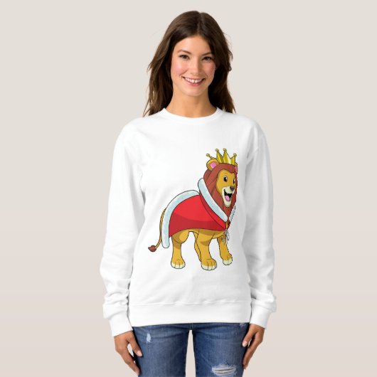 Lion as King with Crown & Cape Sweatshirt (Vorne ganz)