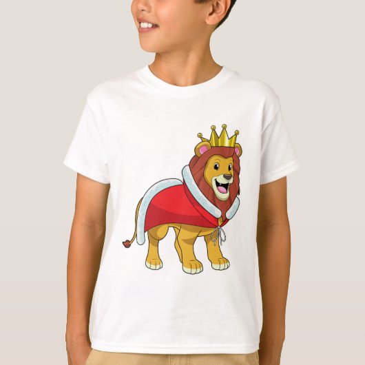 Lion as King with Crown & Cape T-Shirt (Vorderseite)