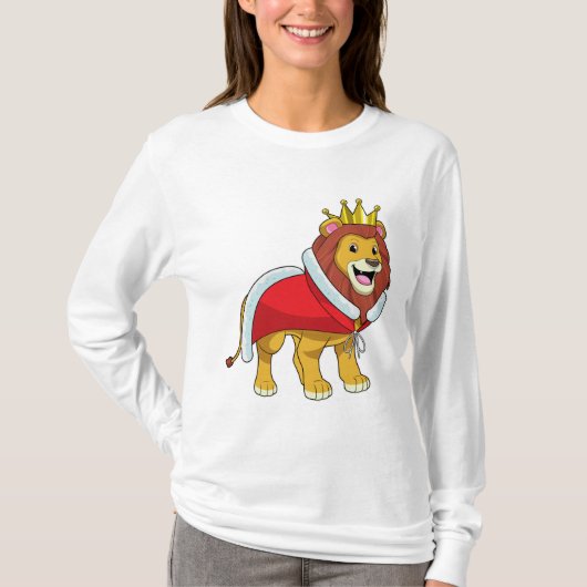 Lion as King with Crown & Cape T-Shirt (Vorderseite)