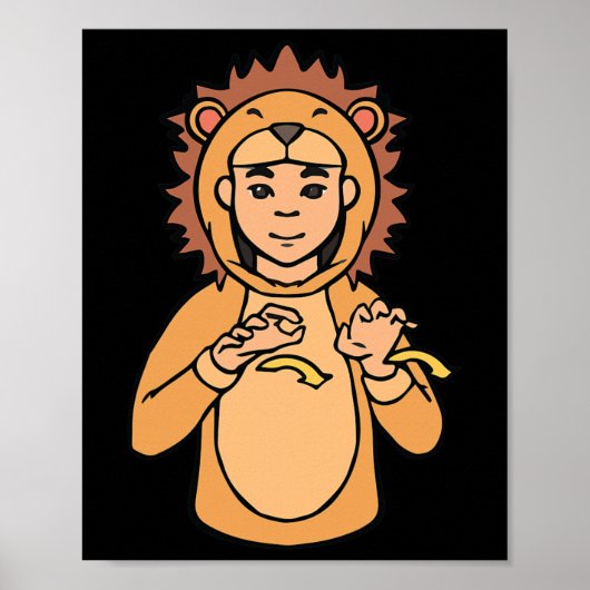 Lion ASL Hand Gesture Deaf Hörverlust Bewusstsein Poster (Vorne)