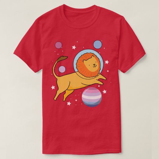 Lion Astronaut Bigender Pride T-Shirt (Design vorne)