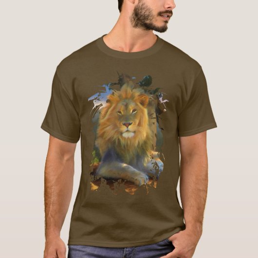 LION AUF DEM ARBEITSPLATZ-T - Shirt (Vorderseite)