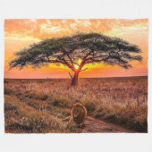 LION AUF DEN AFRIKANISCHEN SPIELEN FLEECEDECKE (Vorderseite (Horizontal))
