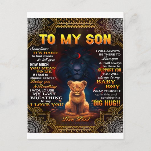 Lion auf meinen Sohn Manchmal ist es harter Vater Postkarte (Vorderseite)