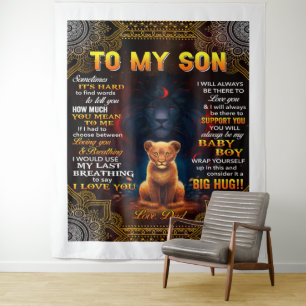 Lion auf meinen Sohn Manchmal ist es harter Vater Wandteppich