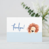 Lion Baby Blue 1. Geburtstag Dankeskarte (Stehend Vorderseite)