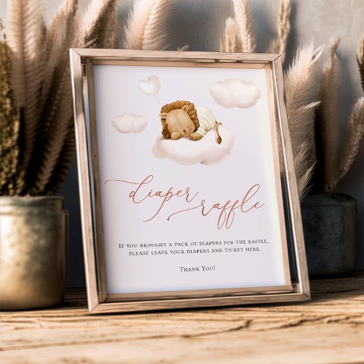 Lion Baby Cloud Balloon Windeln Raffel-Zeichen Fotodruck