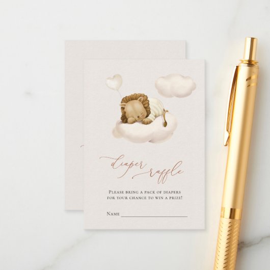 Lion Baby Cloud Balloon Windeln Raffeln Tickets Begleitkarte (Vorderseite/Rückseite Beispiel)