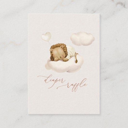 Lion Baby Cloud Balloon Windeln Raffeln Tickets Begleitkarte (Rückseite)