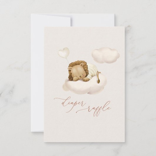 Lion Baby Cloud Balloon Windeln Raffeln Tickets Mitteilungskarte (Rückseite)