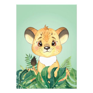 Lion Baby Lion und Leaf Fotodruck
